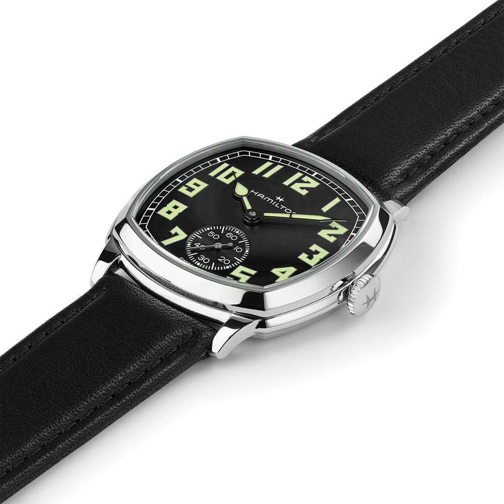 American Classic Cushion Mechanical 34mm - Black on Leather Strap