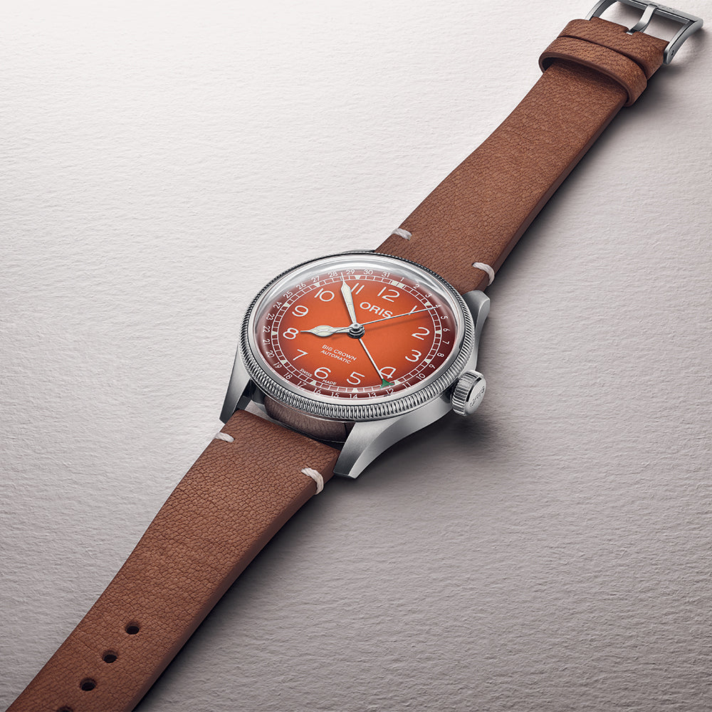 Big Crown Cervo Volante 40mm - Orange on Leather Strap