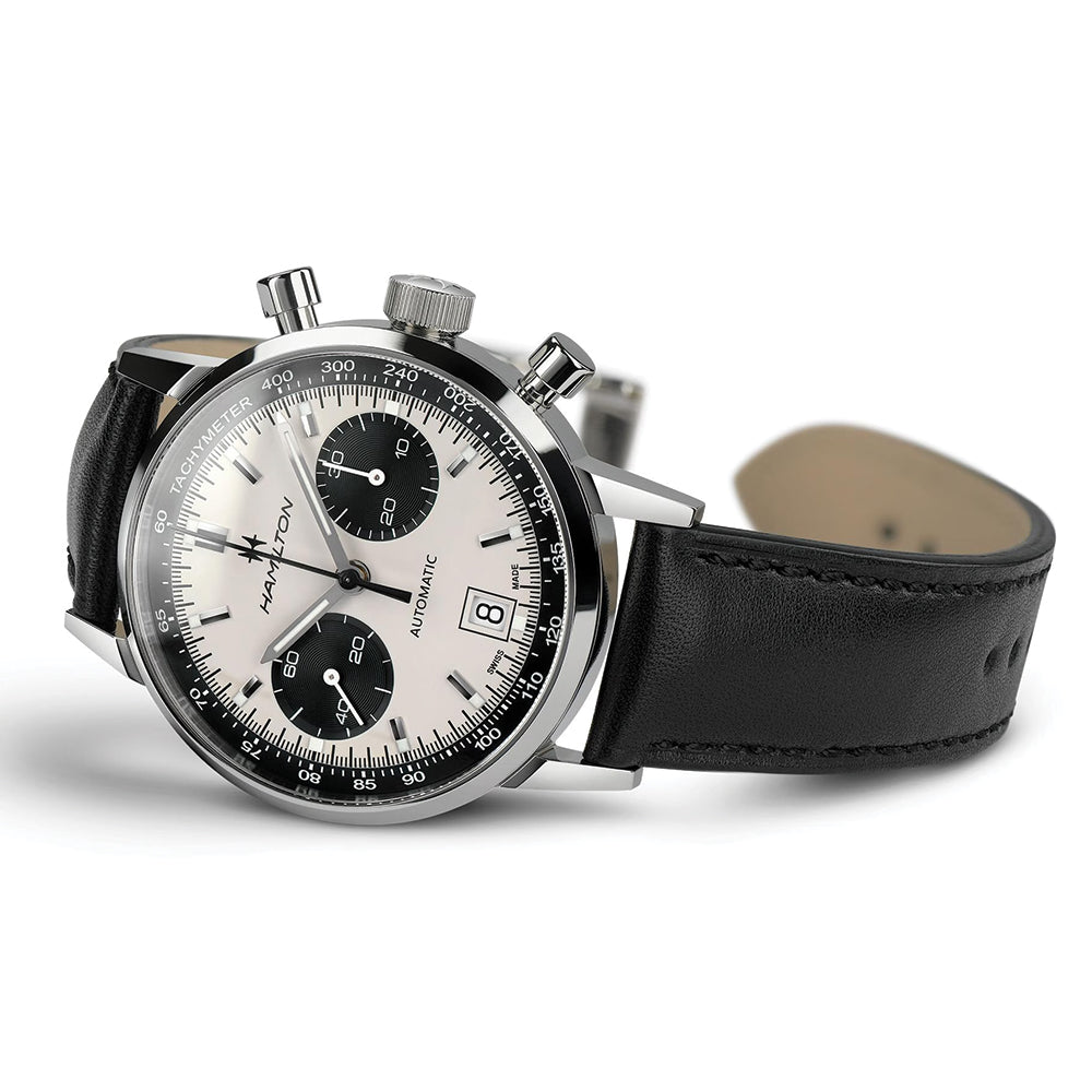 American Classic Intra-Matic Auto Chrono 40mm - White on Leather Strap