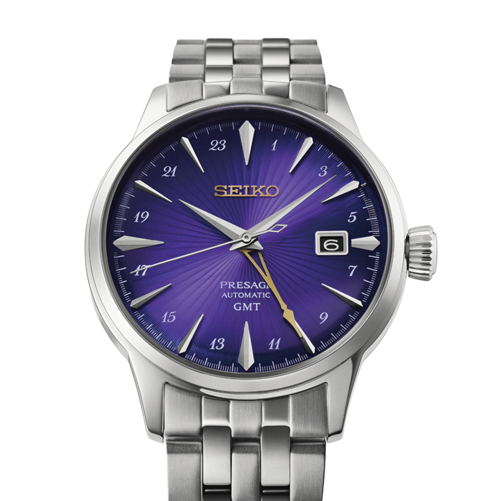HCB006 Presage Cocktail Time GMT 145th Anniversary Limited Edition 40.5mm - Purple on Bracelet