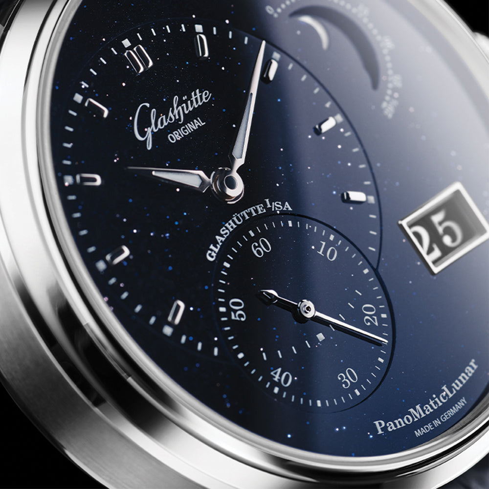 PanoMaticLunar Platinum Automatic Limited Edition 40mm - Blue on Synthetic Fabric Strap