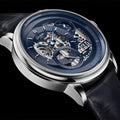 PanoMaticCalendar Limited Edition Platinum 42mm - Skeletonized Deep Blue on Leather Strap