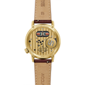 Back view of Spaceview 314 Limited Edition gold-tone watch showing exposed movement through sapphire crystal