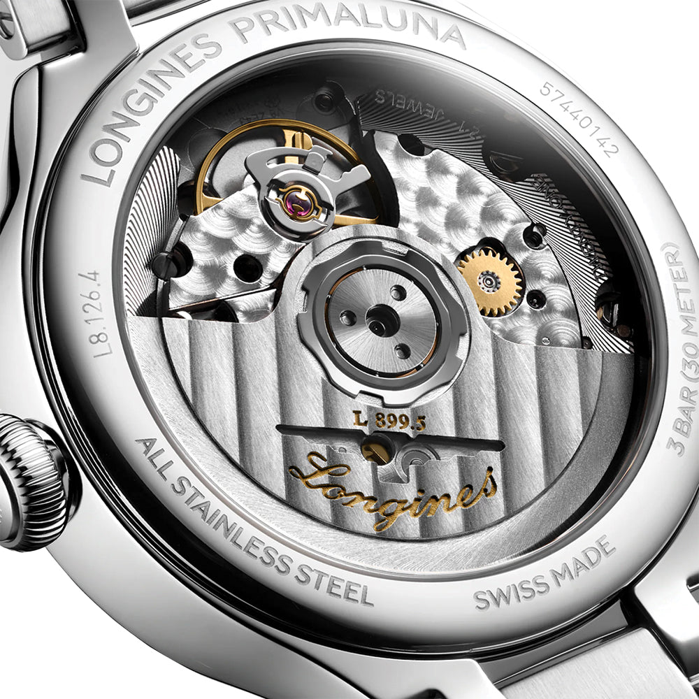 PrimaLuna Moonphase with Diamonds 34mm - White Mother-of-Pearl on Bracelet