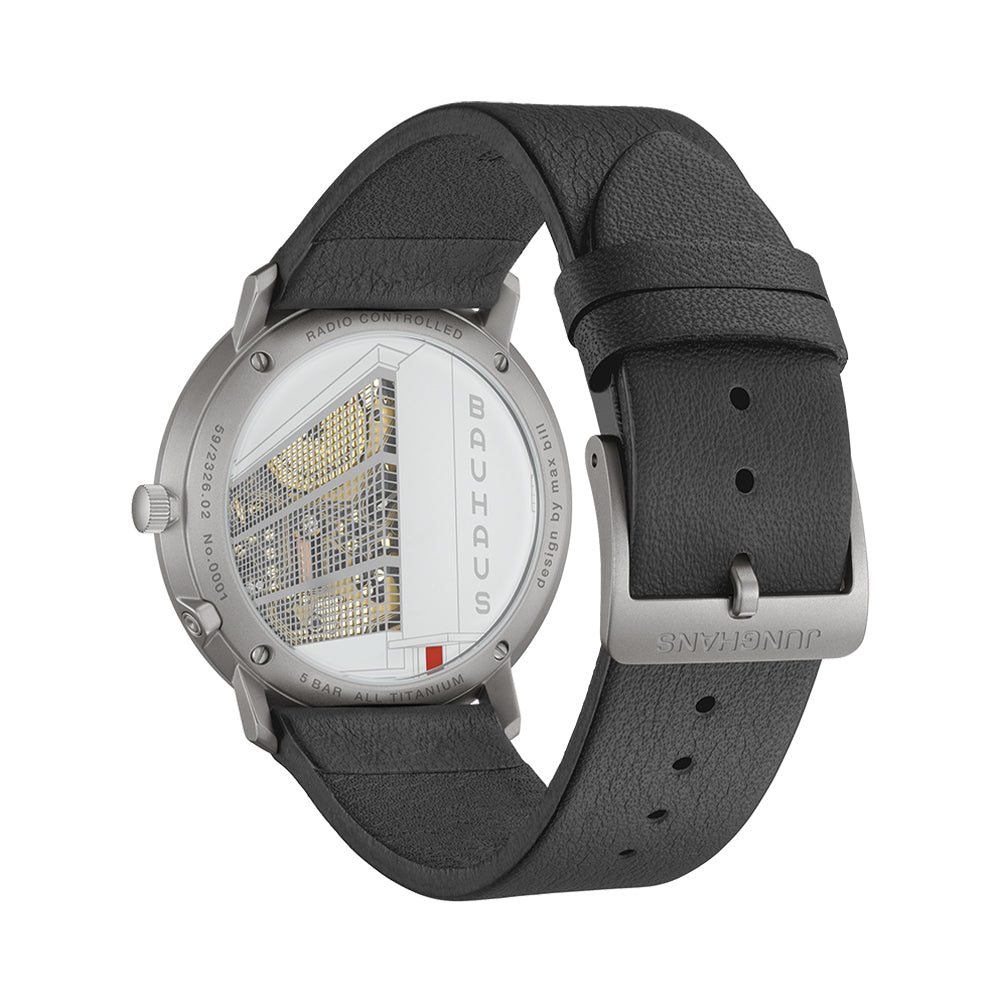 Max Bill MEGA Solar Bauhaus 38mm - Silver on Leather Strap