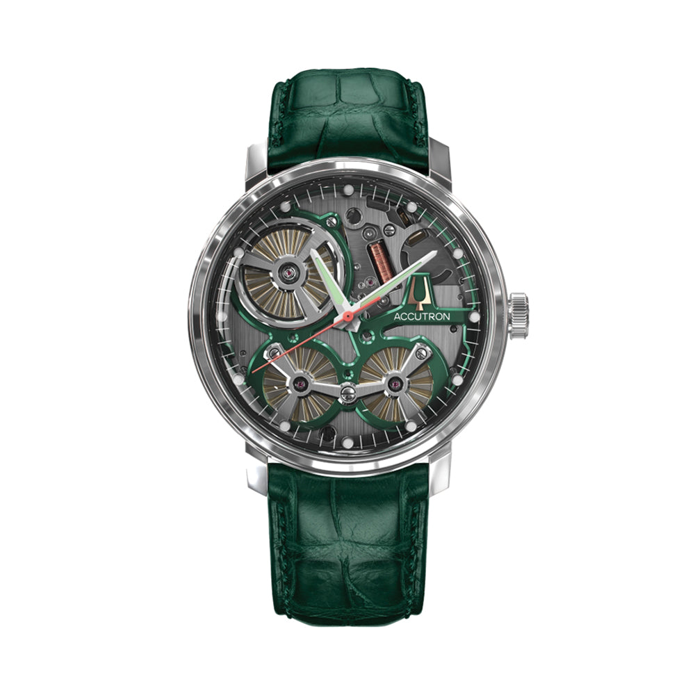 Spaceview 2020 43.5mm - Smoke Grey on Green Alligator Strap