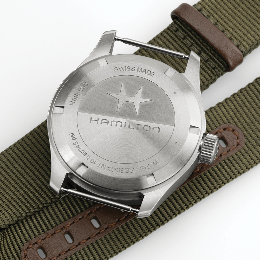 Khaki Field Power Reserve Mechanical 40mm Green on Fabric Strap