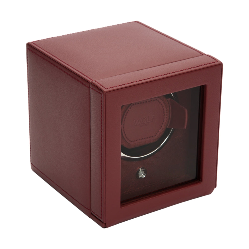 Cub Single Watch Winder with Cover - Bordeaux