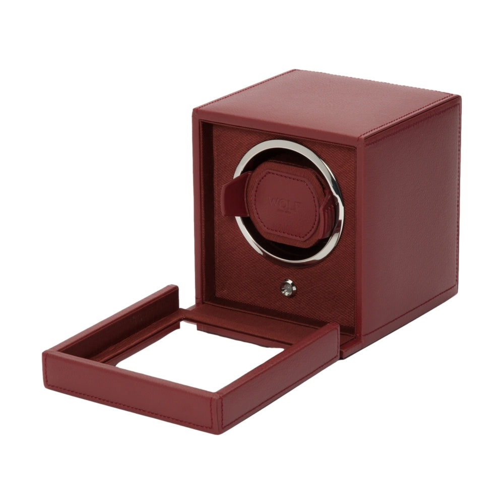 Cub Single Watch Winder with Cover - Bordeaux