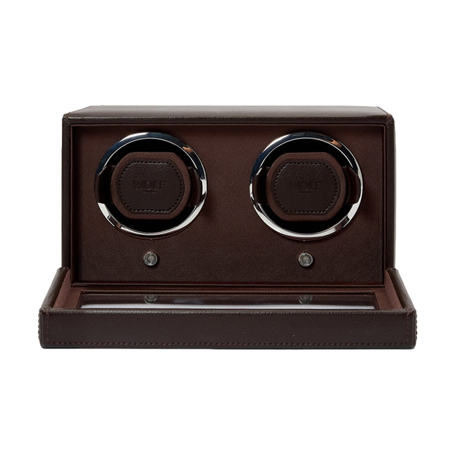 Cub Double Watch Winder with Cover - Brown