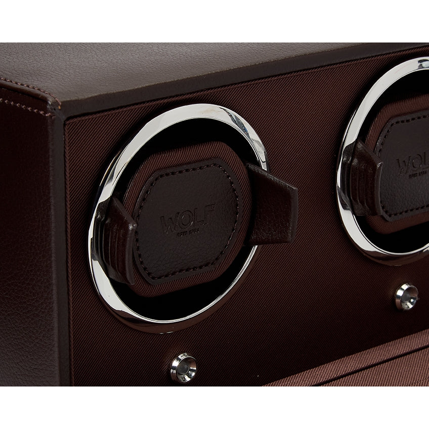 Cub Double Watch Winder with Cover - Brown