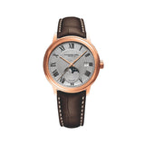 Maestro Moonphase Rose Gold 39.5mm - Silver on Leather Strap