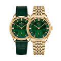 G.F.J. 18K Yellow Gold Limited Edition 39.15mm - Green on Leather Strap, and Two Additional Leather Straps or Optional Bracelet
