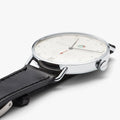 Metro 37mm - White Silver-Plated on Leather Strap