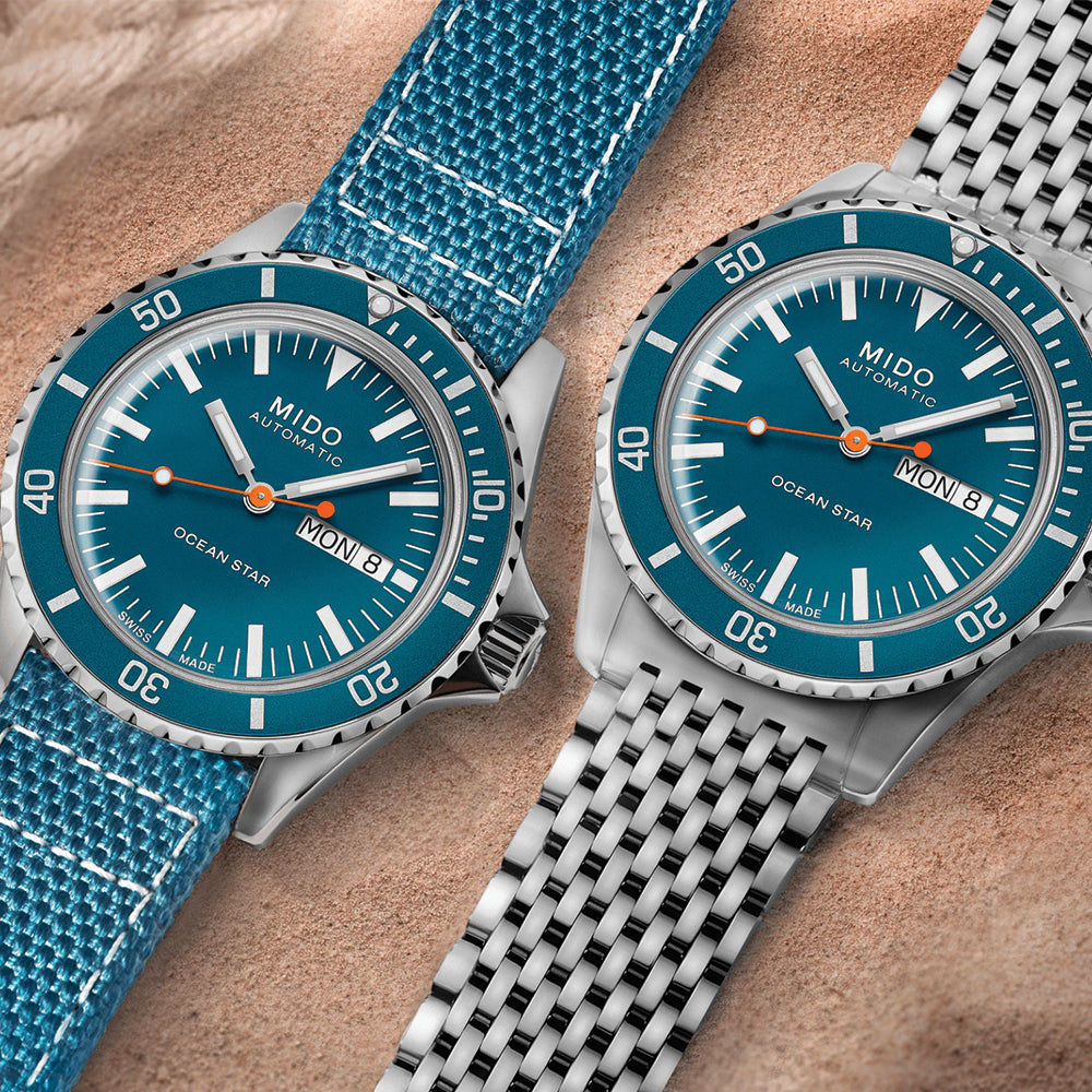 Ocean Star Tribute 40.5mm - Blue on Bracelet w/ Additional Fabric Strap