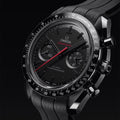 Speedmaster Dark Side of the Moon Black Ceramic 44.25mm - Full Black w/ Red Seconds Hand on Rubber Strap