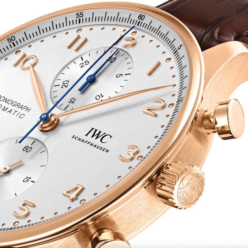 Portugieser Chronograph 18K 5N Gold Case 41mm - Silver-Plated on Leather Strap