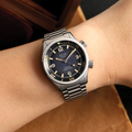 SOMBRERO 38mm - Blue on Flat-Link Bracelet w/ Additional Fabric Strap
