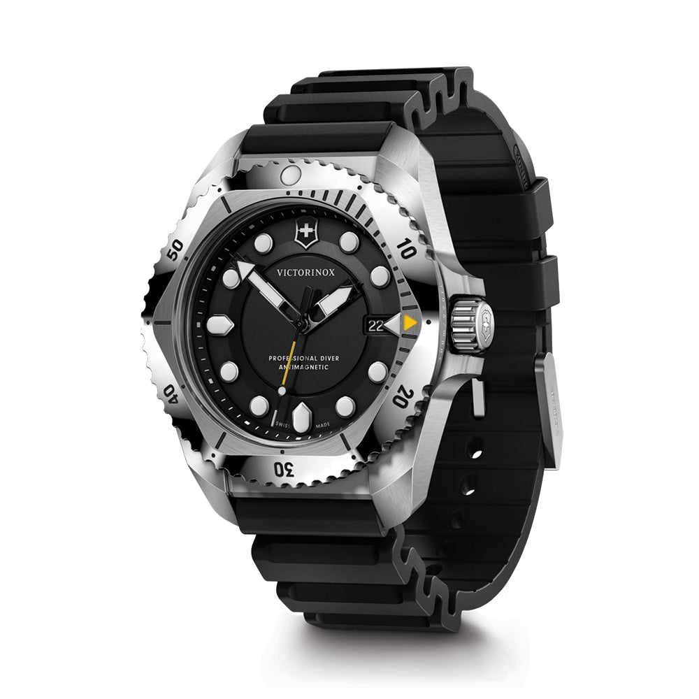 Dive Pro Quartz 43mm - Black on Rubber Strap