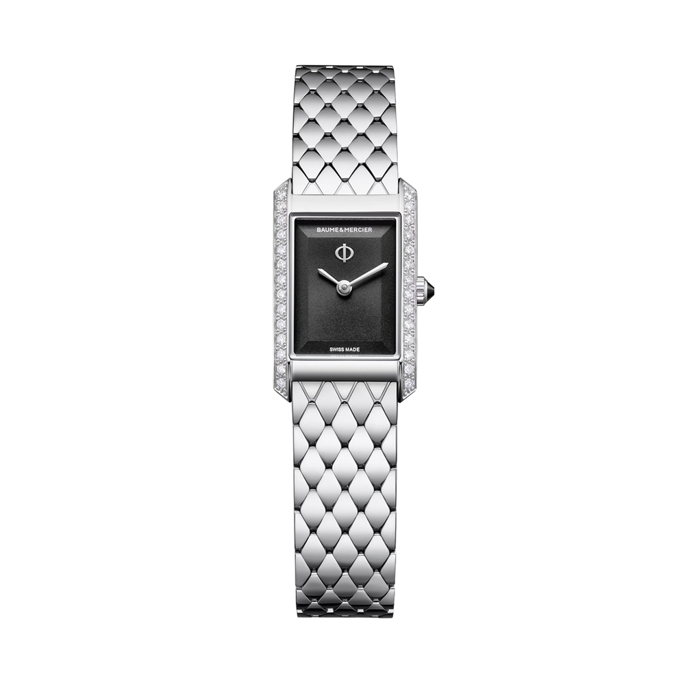 Hampton 10862 Quartz 28mm - Black, Diamond-Set on Bracelet