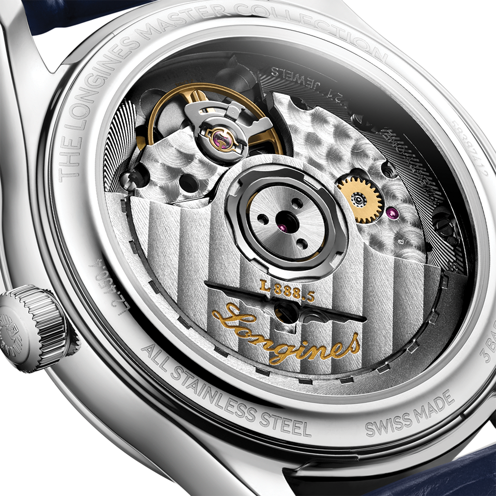 Master 34mm - White, Mother-of-Pearl, Diamond-Set on Leather Strap