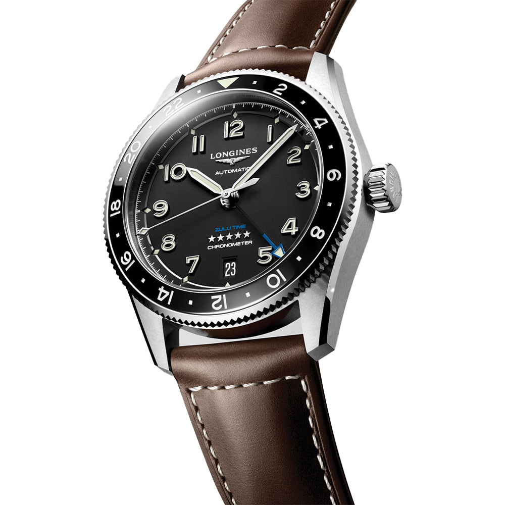 Spirit Zulu Time 39mm - Black on Leather Strap