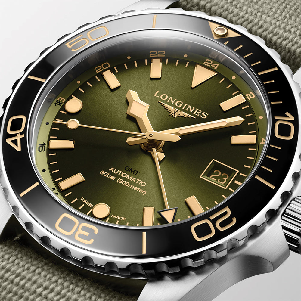 HydroConquest GMT 41mm - Green on Fabric One Piece Strap