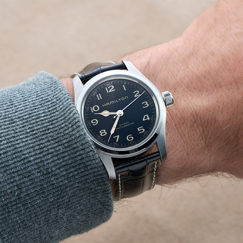 Khaki Field Murph 42mm Black on Leather Strap with Standard