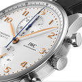 Portugieser Chronograph Gold Accents 41mm - Silver-Plated on Leather Strap