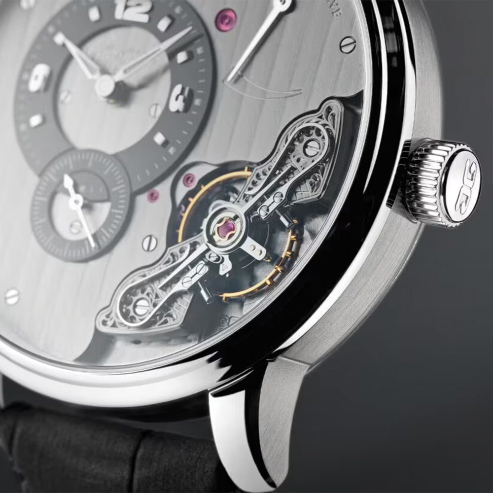 PanoInverse 42mm - Galvanized Black on Leather Strap