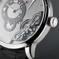 PanoInverse 42mm - Galvanized Black on Leather Strap