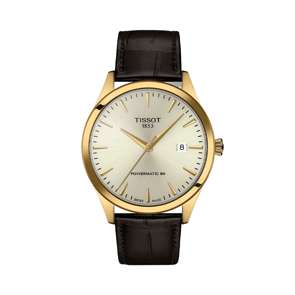 Classic Dream Yellow Gold PVD 40mm - Ivory Gold on Leather Strap