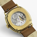 American Classic Cushion Mechanical PVD Gold-Tone 34mm - Beige on Leather Strap
