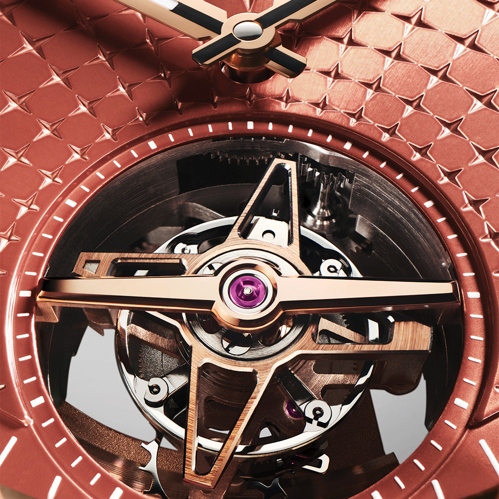 Defy Skyline El Primero Tourbillon Rose Gold 41mm - Red on Bracelet w/ Extra Rubber Strap