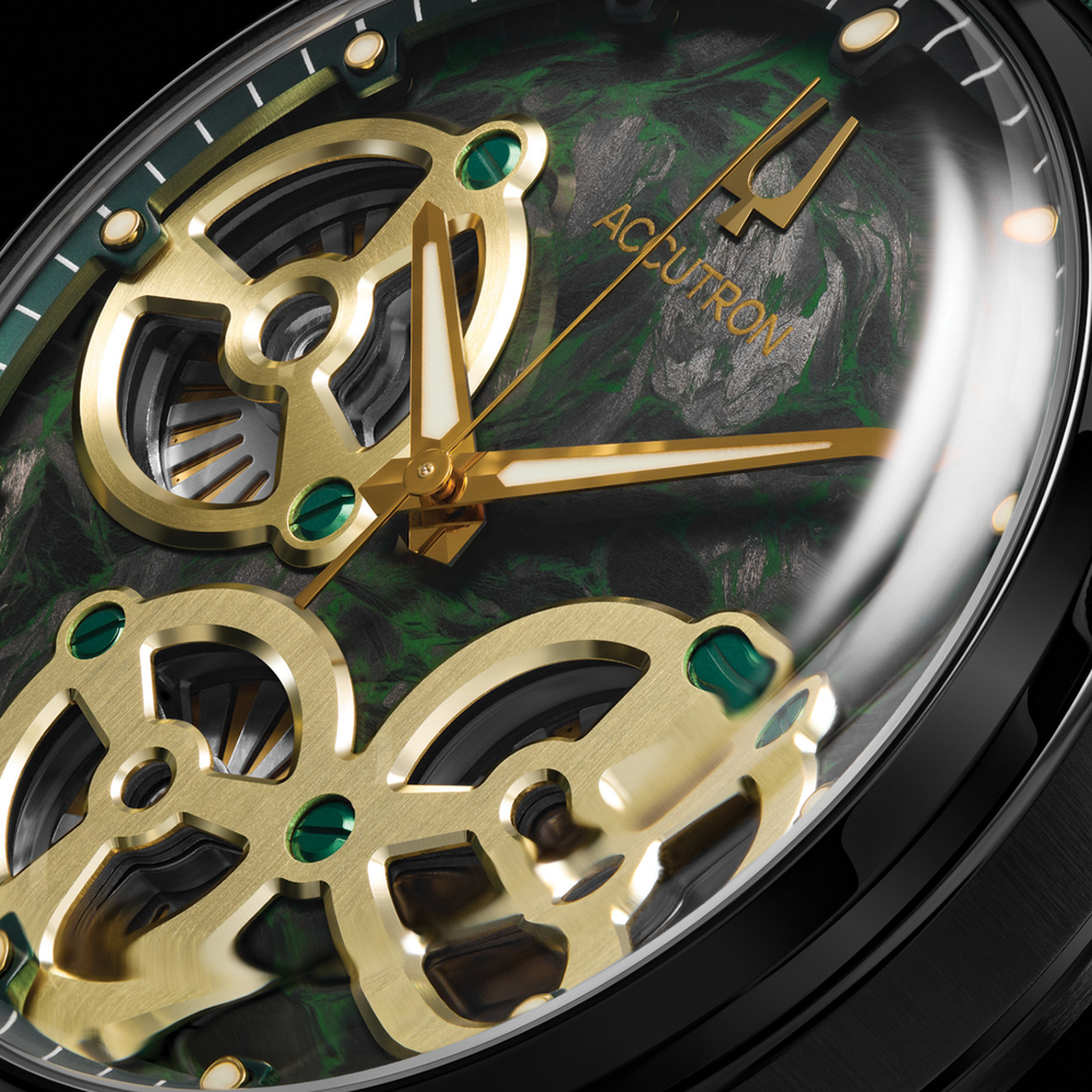 Spaceview Evolution 43.5mm - Green on Leather Strap