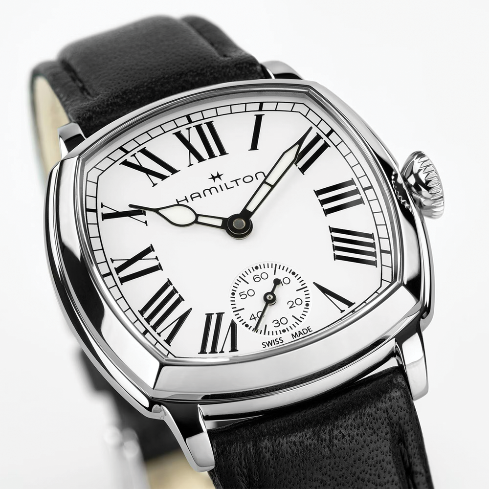 American Classic Cushion Mechanical 30mm - White on Leather Strap