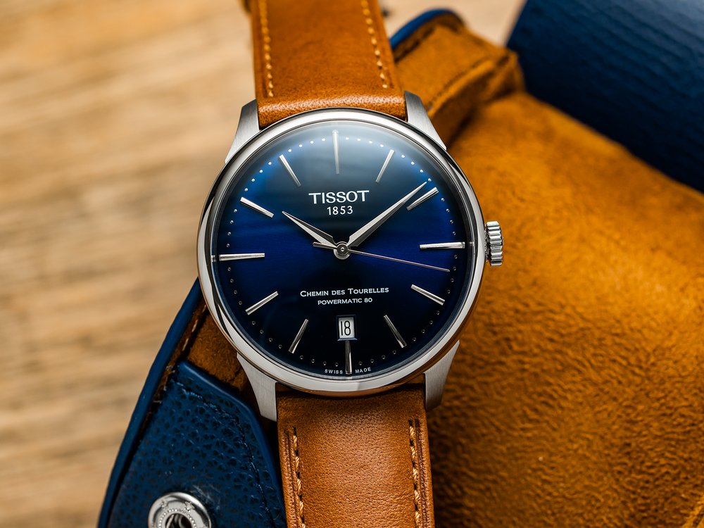 Tissot chemin des tourelles automatic blue dial men's shop watch