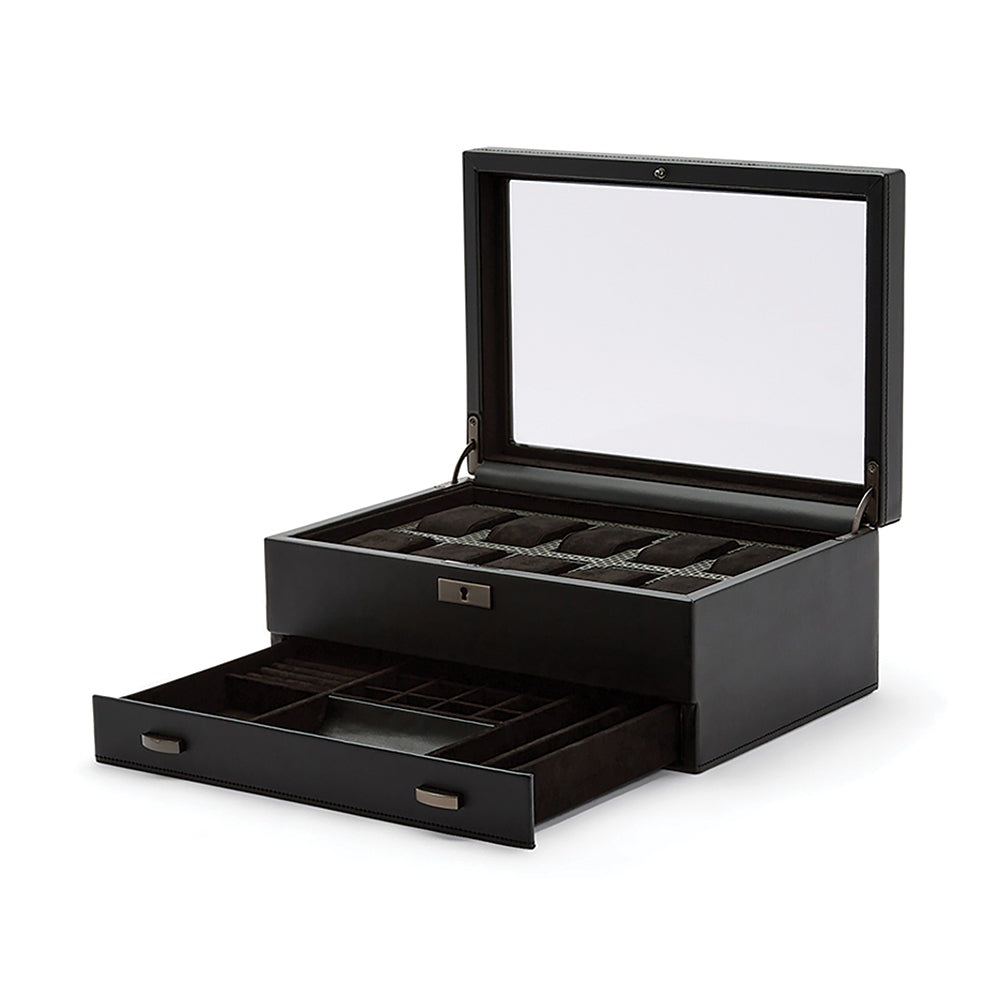 Axis 10 Piece Watch Box with Drawer - Powder Coat