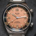 SOMBRERO 38mm - Salmon Pink on Flat-Link Bracelet w/ Additional Leather Strap