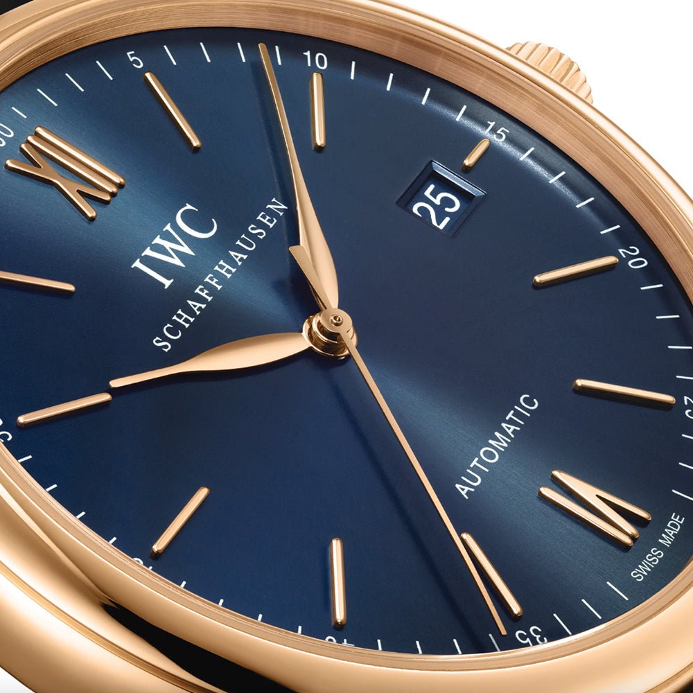 Portofino Automatic 18K 5N Gold Case 40mm - Blue on Leather Strap