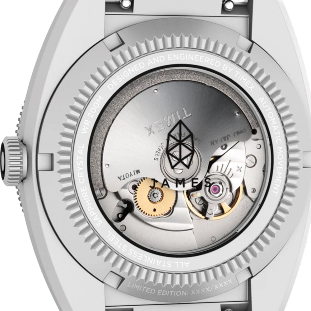 The James Brand x Timex Automatic GMT 41mm - Black on Bracelet w/ Extra Fabric Strap