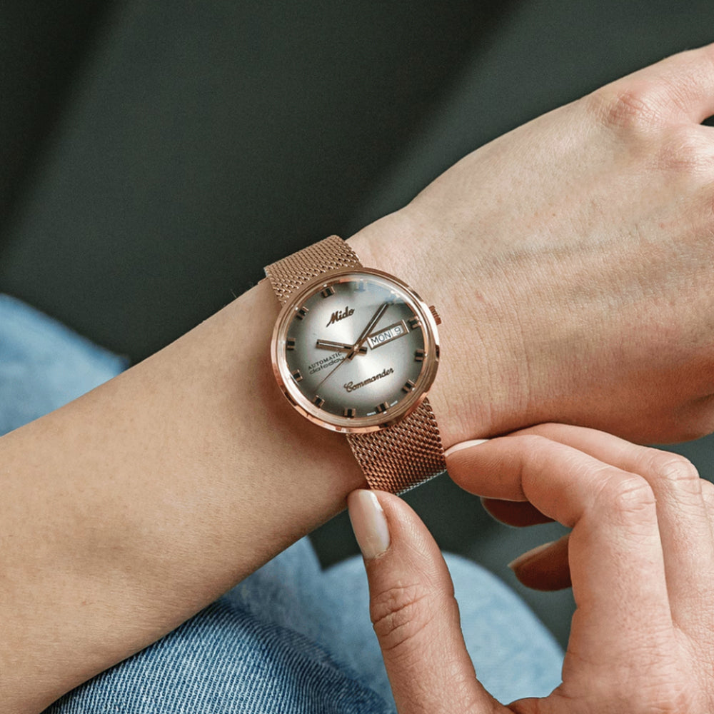 Commander Shade Rose Gold PVD 37mm - Silver on Bracelet