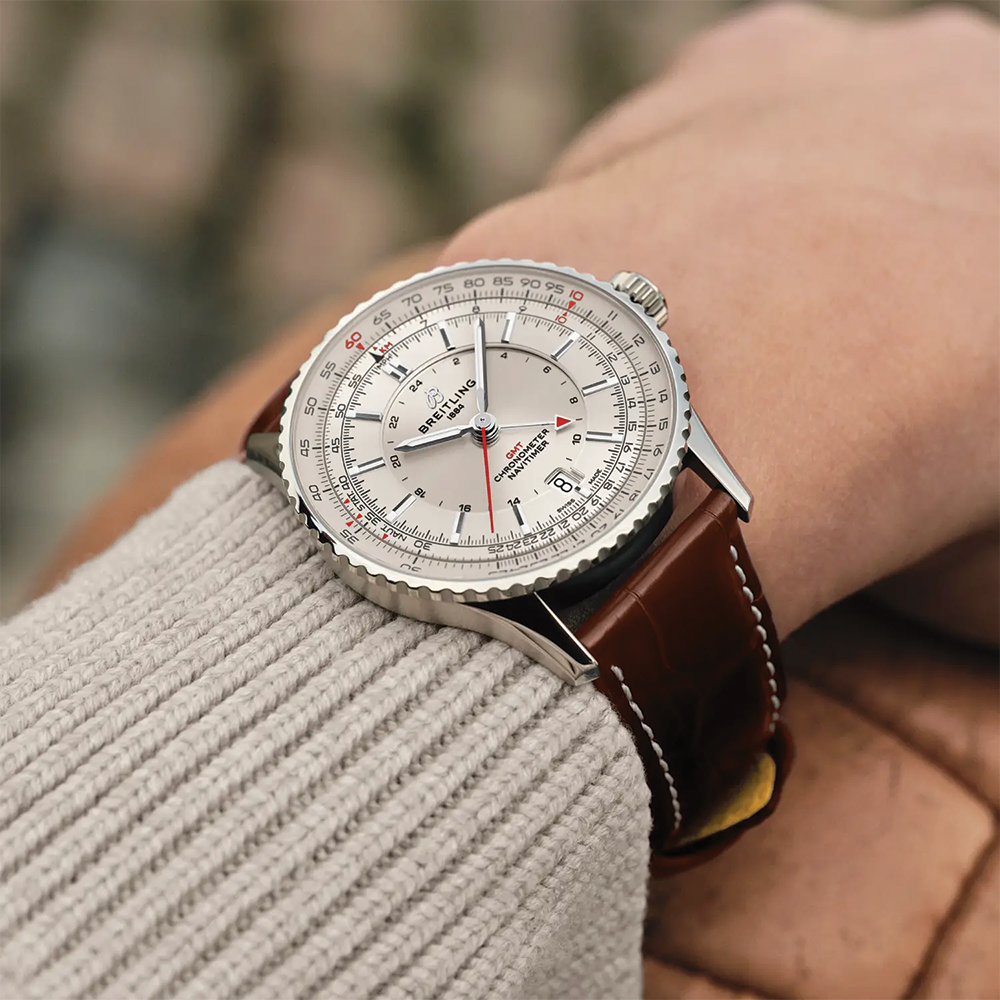 Navitimer Strap Navitimer Automatic GMT 41mm - Beige on Leather Strap | Teddy Baldassarre