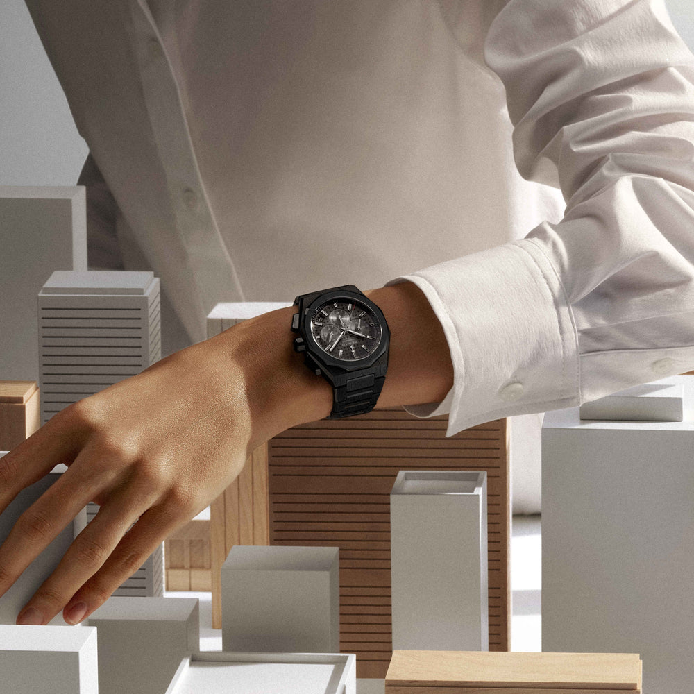 Defy Skyline Chronograph Ceramic 42mm - Black-Toned on Bracelet w/ Extra Rubber Strap