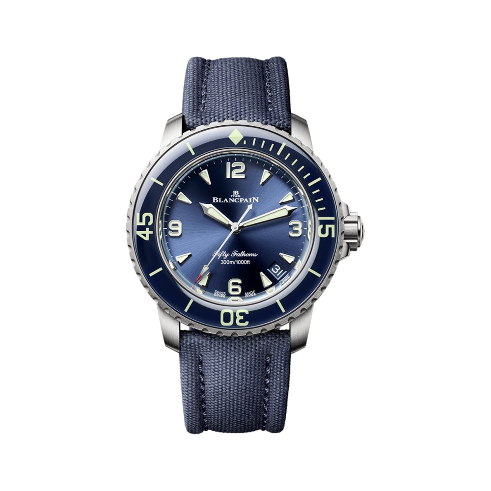 Fifty Fathoms Automatique Titanium 42.3mm - Blue on Sail-canvas Strap