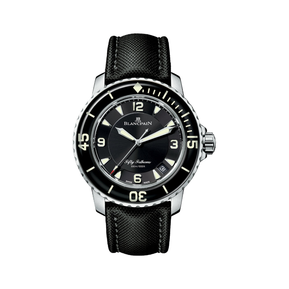 Fifty Fathoms Automatique SS 45mm - Black on Sail-canvas Strap