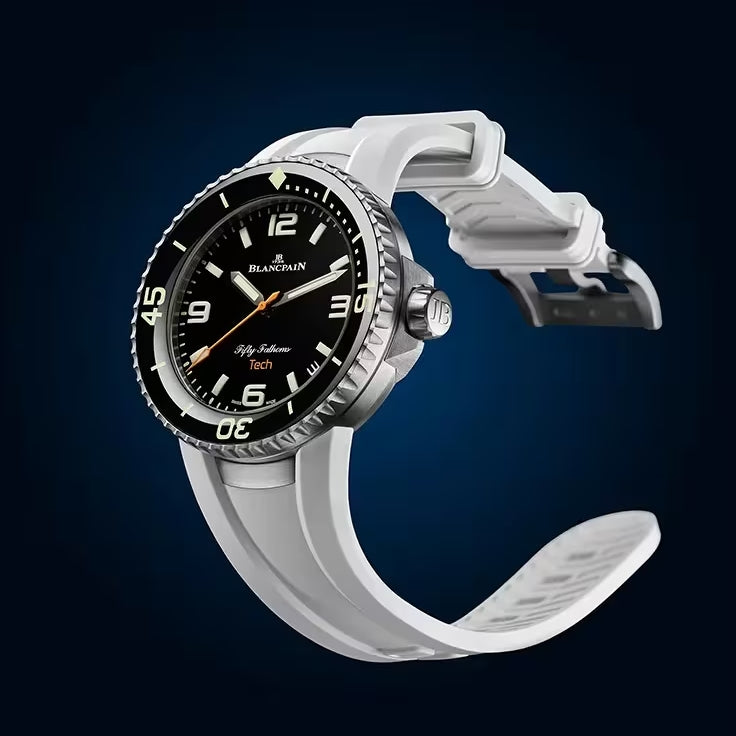 Fifty Fathoms Tech Titanium 45mm - Absolute Black on Rubber Strap w/ 2 Additional Straps