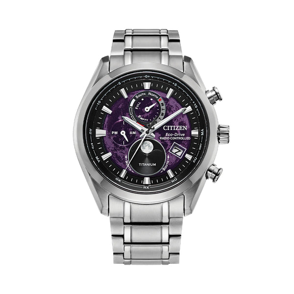 Tsuki-yomi Atomic Timekeeping Eco-Drive 43mm - Purple on Bracelet