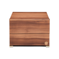 Wooden Perpetua Duo watch winder closed box with natural grain and gold feet