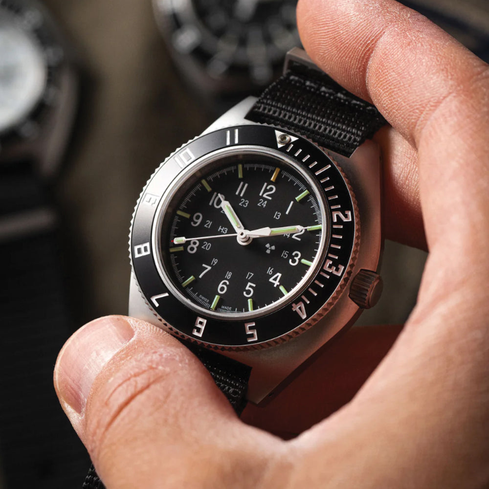 SSNAV No Date 41mm - Black on Nylon Defense Standard Strap